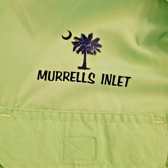 South Carolina Murrells Inlet Fishing Shirt Mens XL Vented Mesh Lime Green - Picture 4 of 9